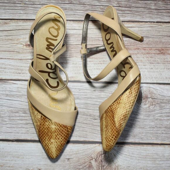 SAM EDELMAN Women's Tan Sling Back Animal Print Sandals Size 6 - Picture 2 of 6